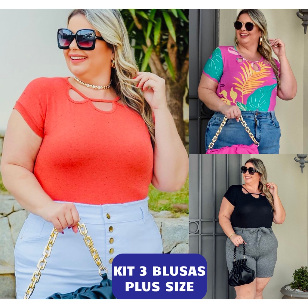 Blusas tecido mole plus 2024 size