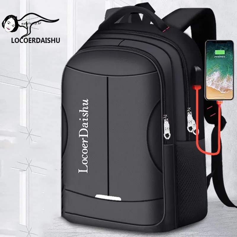 Mochila Masculina Com USB De Grande Capacidade Para Estudantes