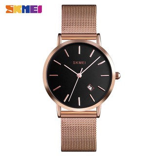Skmei Relógio de luxo feminino Data da água da moda ouro feminino malha de aço inoxidável relógio de quartzo feminino