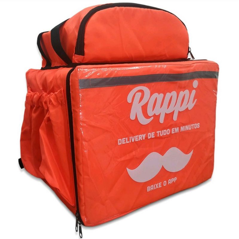 Bolsa Mochila Rappi De Entrega Bag Nylon Com Isopor Delivery Motoboy Entregador