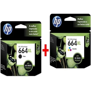 Kit Cartucho HP 664xl Original Para Impressoras Deskjet 2136, 2676, 3776, 5076, 5276