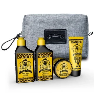 Kit Viagem Danger Barba E Cabelo com Necessaire Barba Forte (4 produtos)