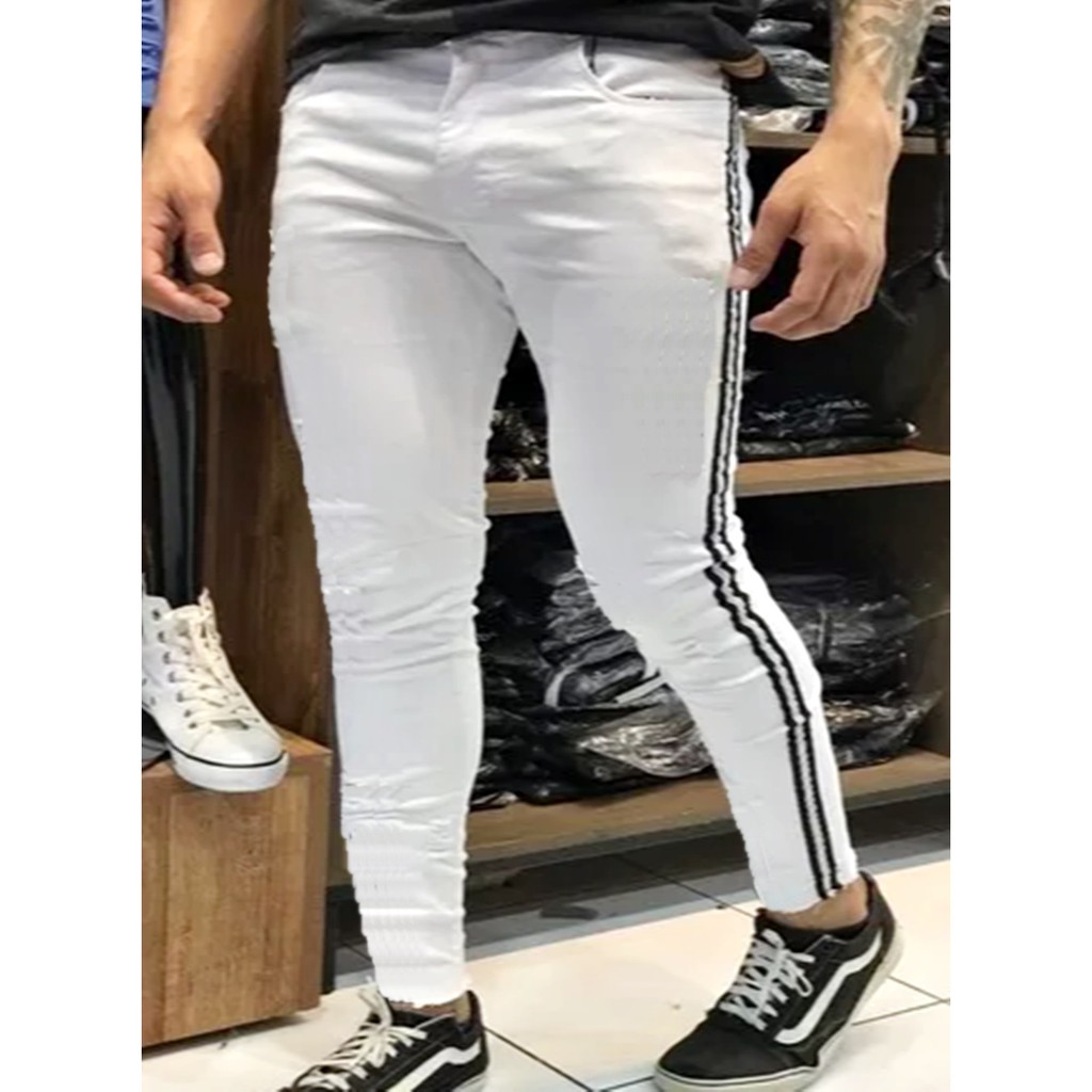 Calça branca hot sale com listra lateral