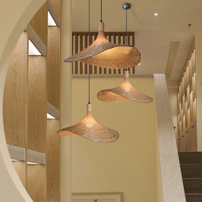 LUSTRE BAMBU PENDENTE RUSTICO LUMINARIA DE TETO LUMINARIA LANTERNA LED