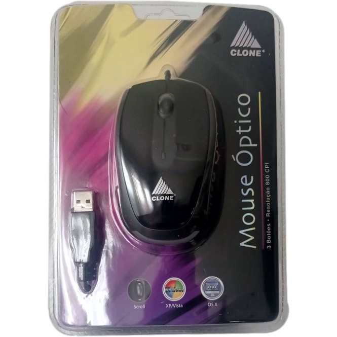Mouse Optico Clone 800DPI USB 06254 | Shopee Brasil