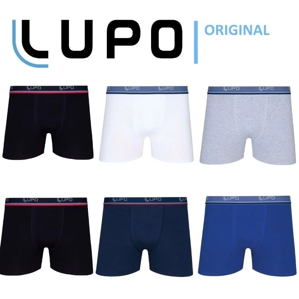 Kit 6 Cueca Boxer Lisa Cotton Algodão Box Underwear Premium Cuecas -  Branco+Preto