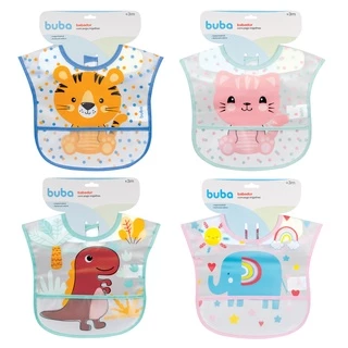 Babador Bebe Impermeável com Bolso Pega Cata Migalhas Menino Menina Buba