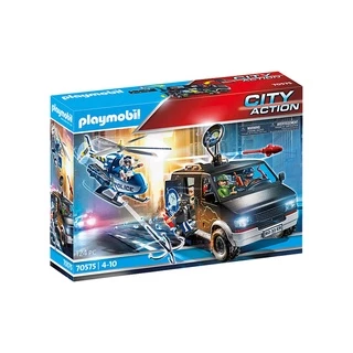 Playmobil - Perseguição Policial Com Helicóptero E Van