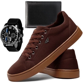 Kit Tênis Sapatênis SkateBoard Com Relógio + Carteira