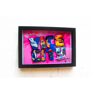 Quadro 3D Gta Vice City arte inspirada na capa