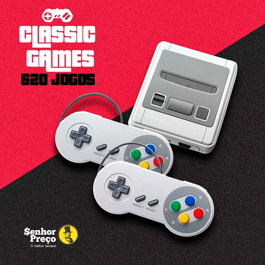 Videogame Super Mini Sfc Com 620 Jogos 8-bit E 2 Controles