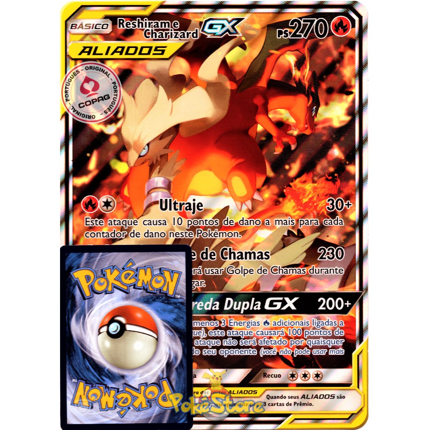 Carta Pokemon Reshiram E Charizard Gx Aliados Orignal Copag