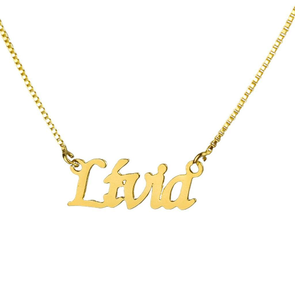 1 Colar De Nome Lívia Semijoia Banhado Ouro 18k- Livia-com-acento ...