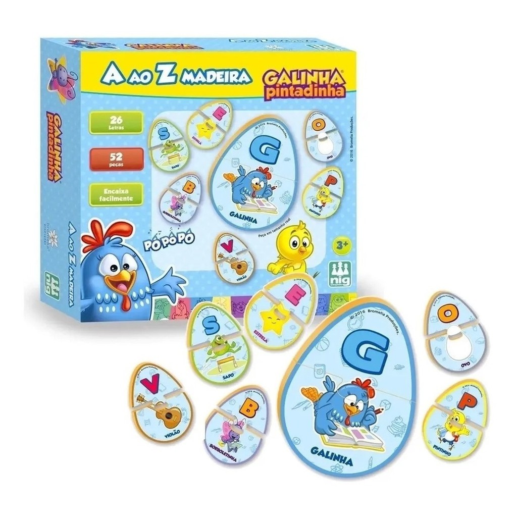 JOGO EDUCATIVO E PEDAGÓGICO DE ENCAIXE - A ao Z - GALINHA PINTADINHA ...