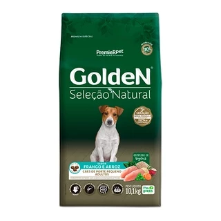 Ração Golden Seleção Natural para Cães Adultos de Pequeno Porte Sabor Frango e Arroz - 10,1Kg