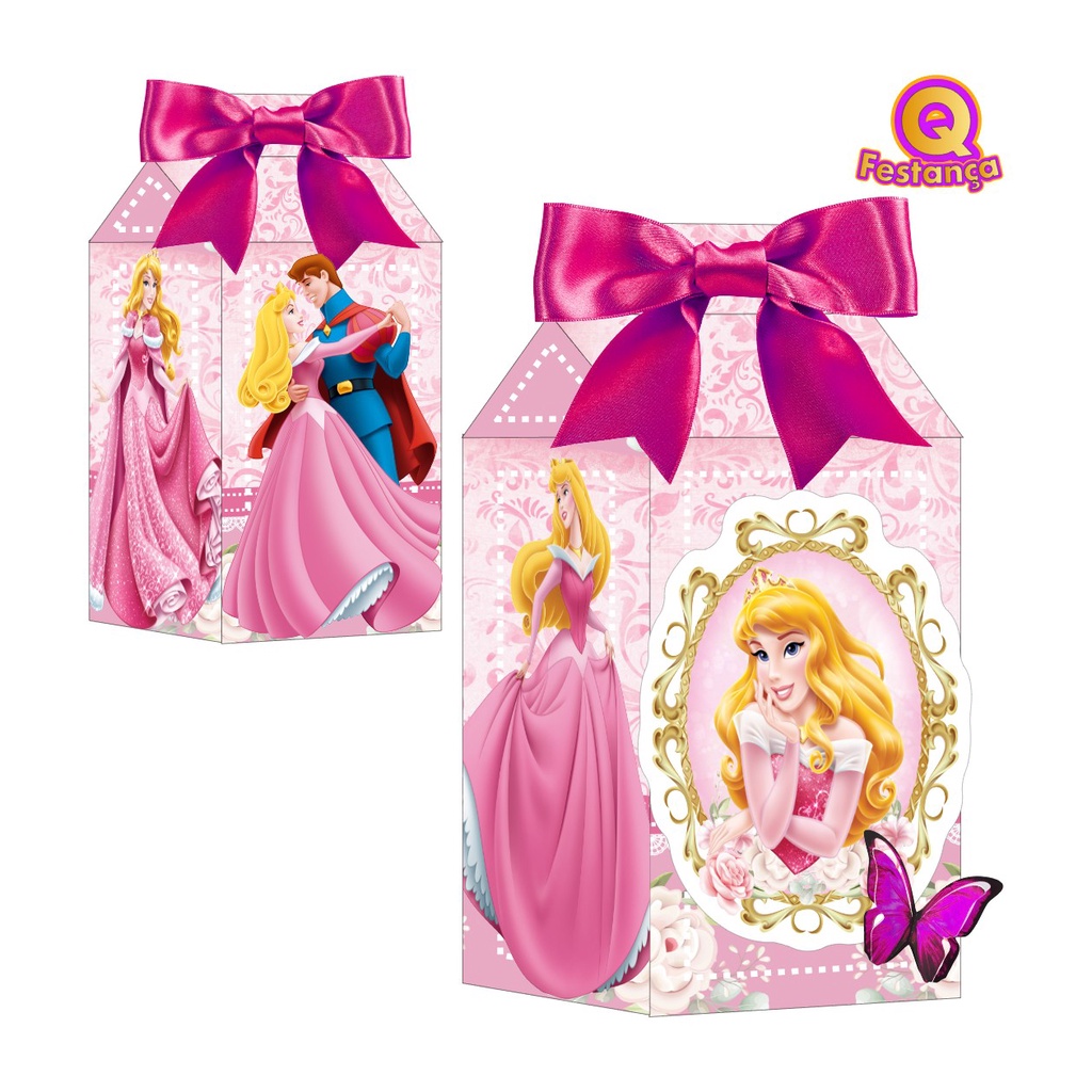 10 Caixas Millk A Bela Adormecida com Personagem e Aplique 3D