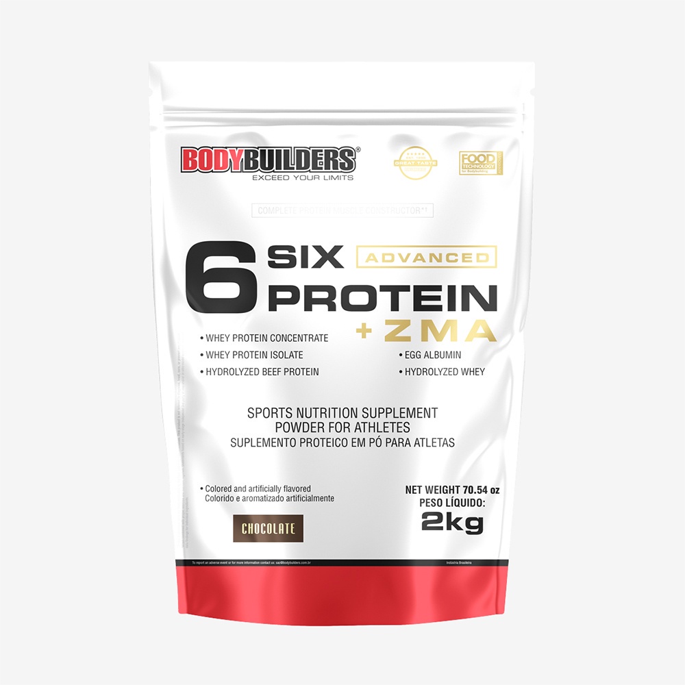 Whey Protein Concentrado 6 Six Protein Advanced 2kg com ZMA para Ganho de Massa e Definição