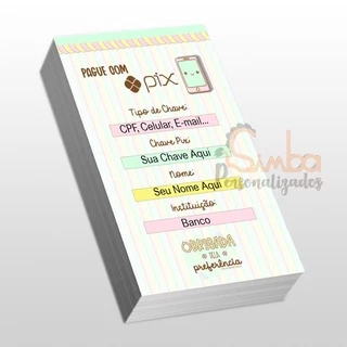 Cartão PIX Personalizado com seus dados - 100un 10x7cm