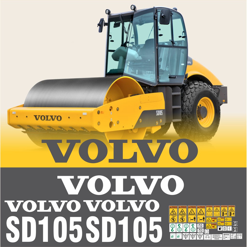 Kit Adesivos Rolo Compactador Volvo Sd105 + Etiquetas R521 | Shopee Brasil