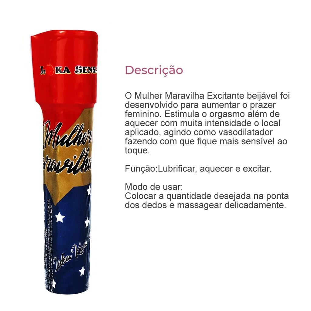 Gel Excitante Feminino MULHER MARAVILHA 8ml Loka Sensação Aumenta Desejo  Sexual - SEX SHOP | Shopee Brasil