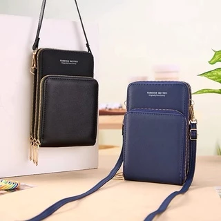 Bolsa Feminina Porta Celular com 3 Divisorias Transversal Tela Sensivel Touch em Oferta na Shopee