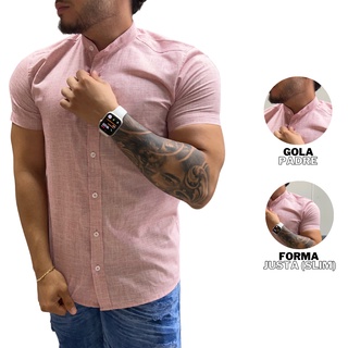 Camisa Gola Padre Slim Fit Essential Preto - Moda Masculina