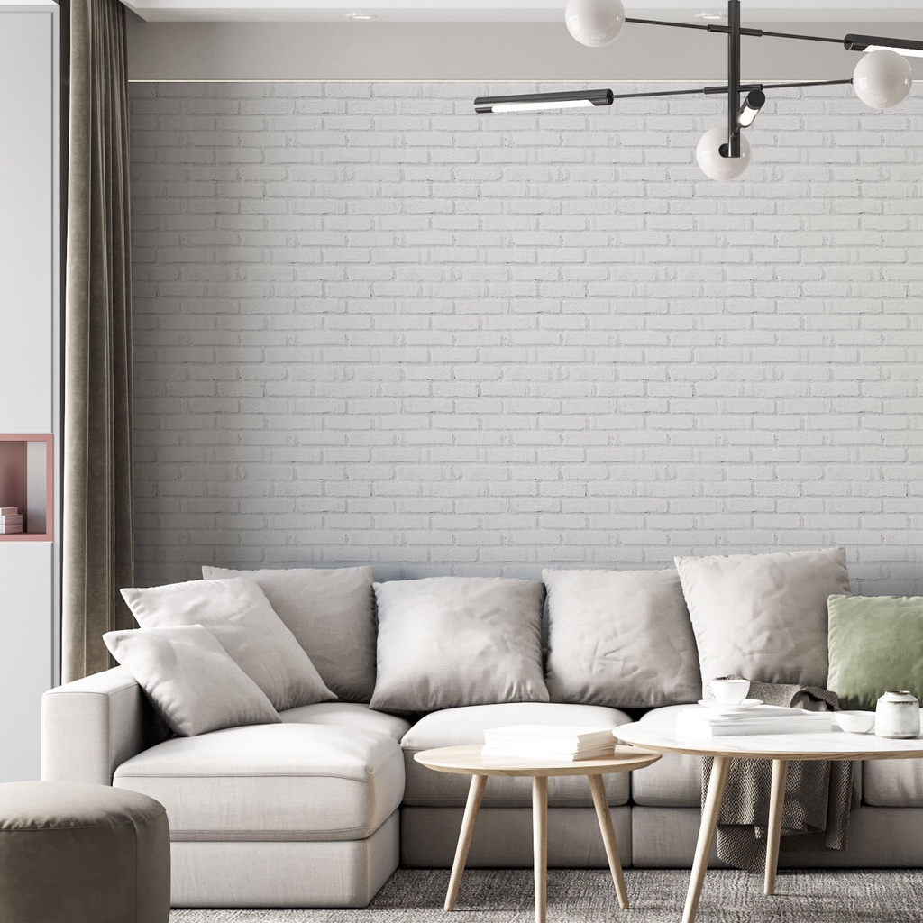Papel De Parede Adesivo Tijolo Branco Rústico - Para Quarto, Sala, Cozinha, Escritório e Lazer