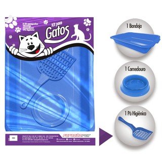 Combo Kit Para Gato Caixa De Areia Pá Comedouro Furacão Pet