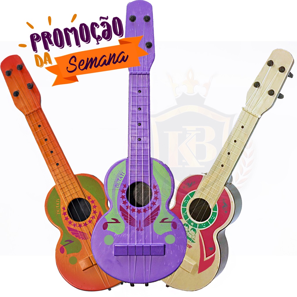 Violão brinquedo Violinha Infantil Plastico 4 Cordas Colorida Musical ...