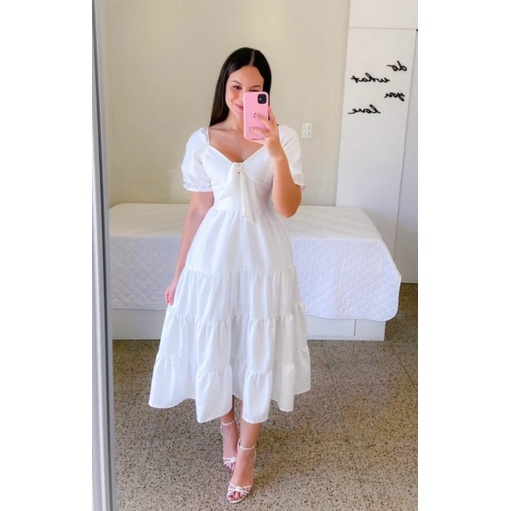 Vestido store branco romantico