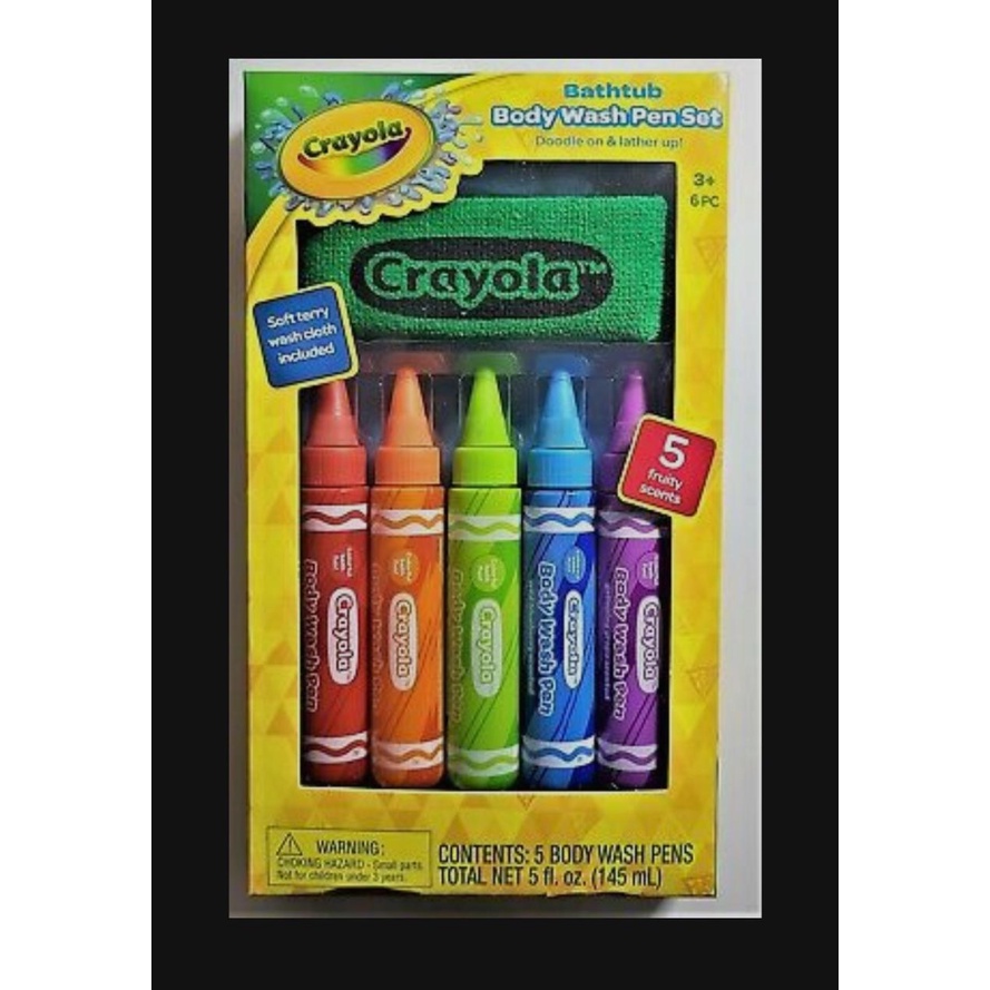 Crayola, Bath, Crayola Body Wash Pen Set 5 Fruity Scents Includes Soft  Wash Cloth Nwt