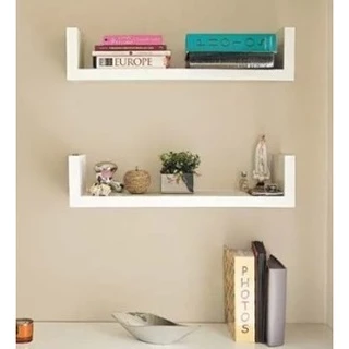 Kit 2 Prateleiras U MDF 100% 50 CM Decorar Quarto/ Sala/ Cozinha/Banheiro