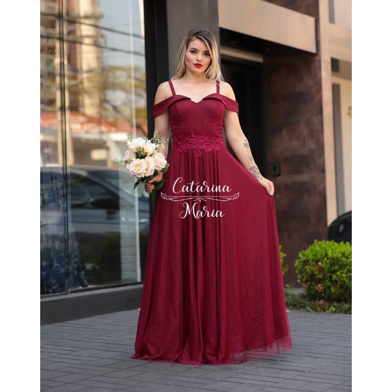 Vestido store princesa marsala