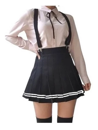 Kit Saia Colegial Preguiada Cosplay Kawaii + Suspensorio