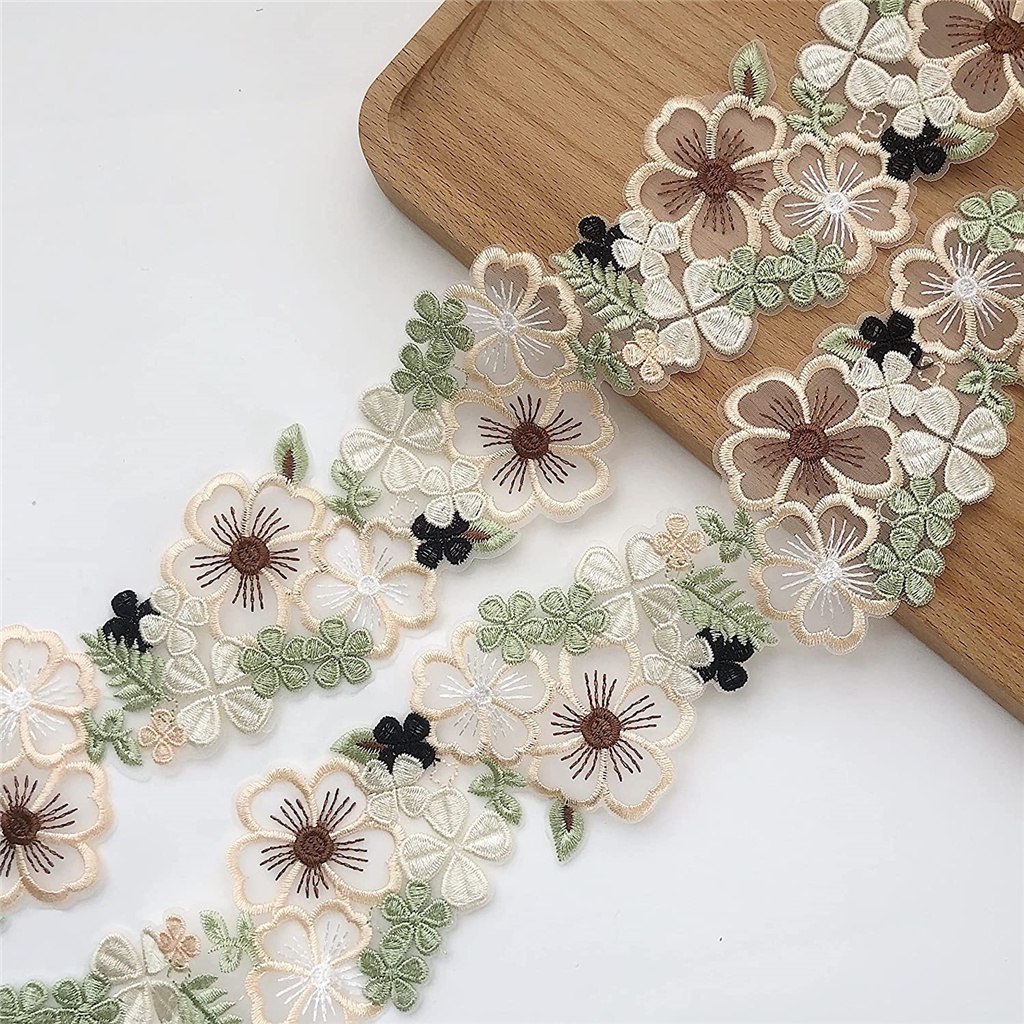 1Yard 3D Flower lace Trim Fita De Renda Bordada Florida Para Vestido Casamento Bridal DIY Costura Decora o 6.5CM Larga