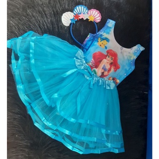 fantasia infantil kit 3 pçs sereia Body tiara saia tule .