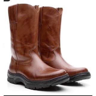 Bota Masculina Cano Médio Country Para Trabalho Em Couro