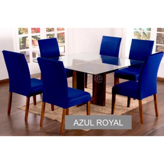 Kit Com 6 Capas Para Cadeira Em Malha - Azul Royal