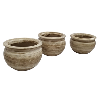 Trio de Vasinhos de Suculentas 7x10cm Cor Palha