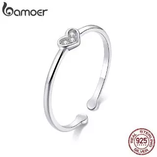 Bamoer Anéis Femininos De Prata 925 Com Coração SCR491 em Oferta na Shopee