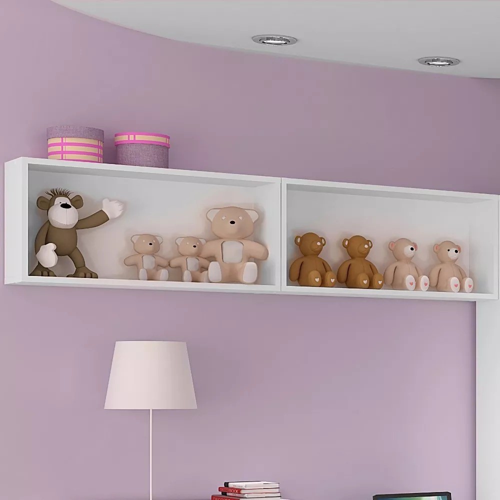 Par De Nicho Retangular Decorativo Parede Mdf Branco
