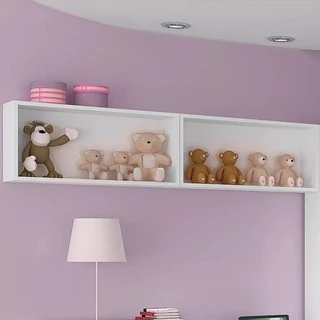 Par De Nicho Retangular Decorativo Parede Mdf Branco