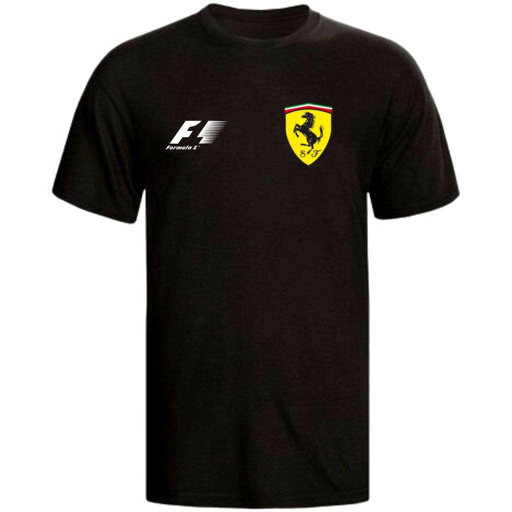 Camiseta Masculina Camisa Manga Curta Ferrari Formula 1 Estampada 100% Algodao