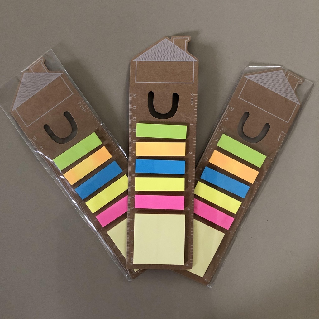 Kit de POST IT colorido Auto adesivo - com régua | Shopee Brasil