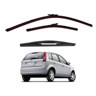Kit Palhetas Limpador De Parabrisa Dianteiro + Traseiro Ford Fiesta Rocam Brasileiro 2011 2012 2013 2014