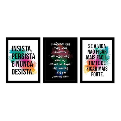 Kit 3 Quadros Decorativos 27x36 cm cada Quadro com Moldura Frases ...
