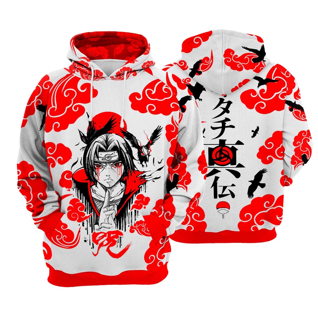 Blusa Moletom Naruto Nuvem Akatsuki Anime Canguru em algodão