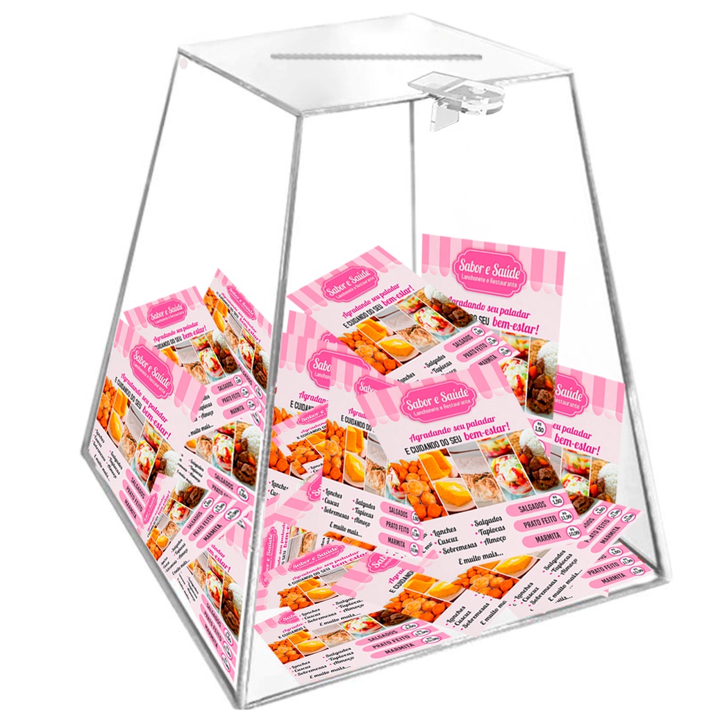 Urna Pirâmide De Acrílico Transparente - 50x20x15cm