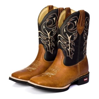 Bota Texana Country Rodeio Em Couro Fóssil Cor Mostarda CAMPERO