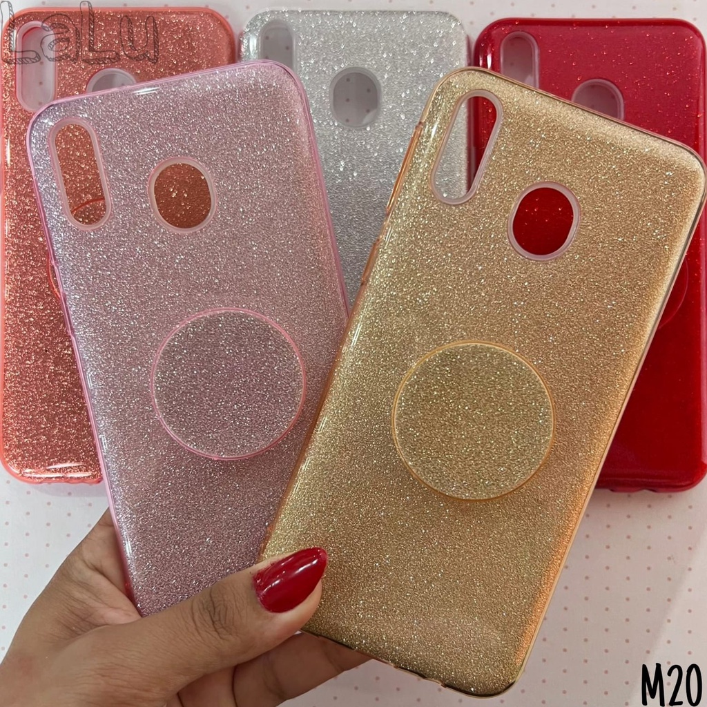 Capinha feminina brilhosa para celular / M20 / Capa case brilho com suporte (CF07)